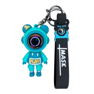 Space Astronaut Keychain Green Color Silicone rubber keychain