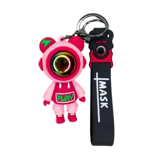 Space Astronaut Keychain Pink Color Silicone rubber keychain