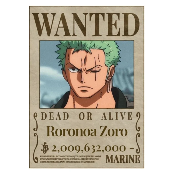 Wanted Zoro One Piece Poster 8/6 poster (A4 size)